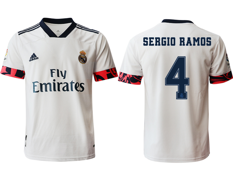 Men 2020-2021 club Real Madrid home aaa version #4 white Soccer Jerseys2->real madrid jersey->Soccer Club Jersey
